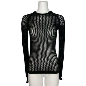 Alexander Wang Crochet Sweater S Black Long Sleeve Crewneck Pullover Gothic
